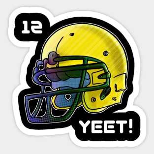 Football Helmet #12 Yeet Green Gold Sticker